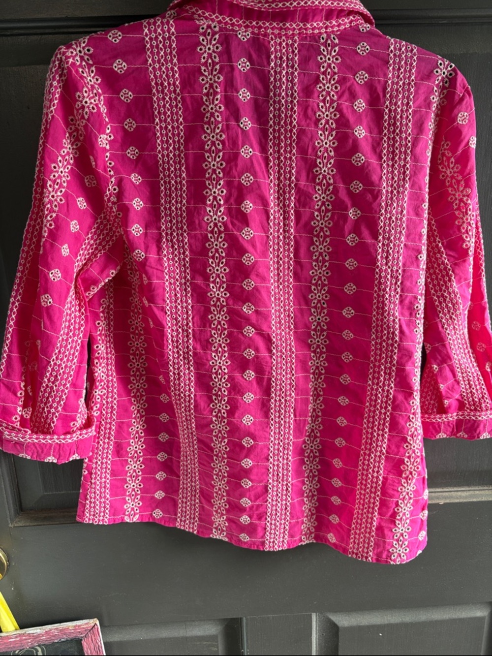 Bright Pink Embroidered Button-Up Shirt NWT - Picture 5 of 5